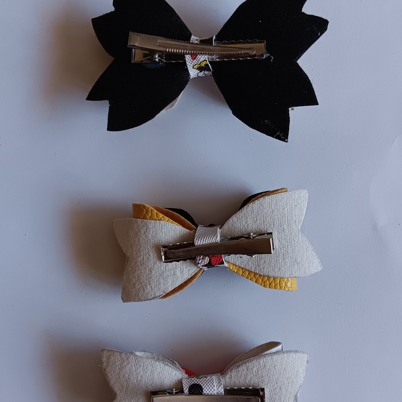 3 Hair bows clip for girl minie mouse/skull - Picture 2 of 3
